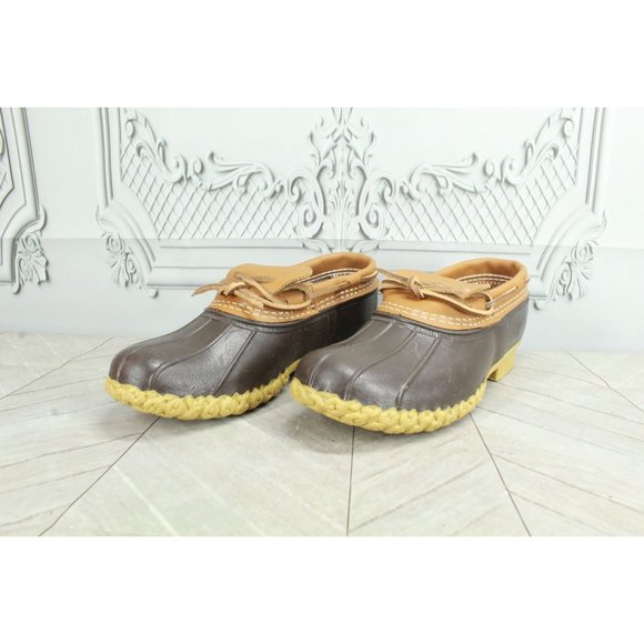 LL Bean Brown Leather Rubber Moc Gum Shoe Low Top Ankle Boots 8 M - Picture 2 of 10